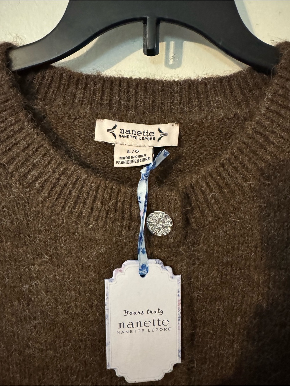 Nanette Lepore Brown Embroidered Button Cardigan - Picture 2 of 11